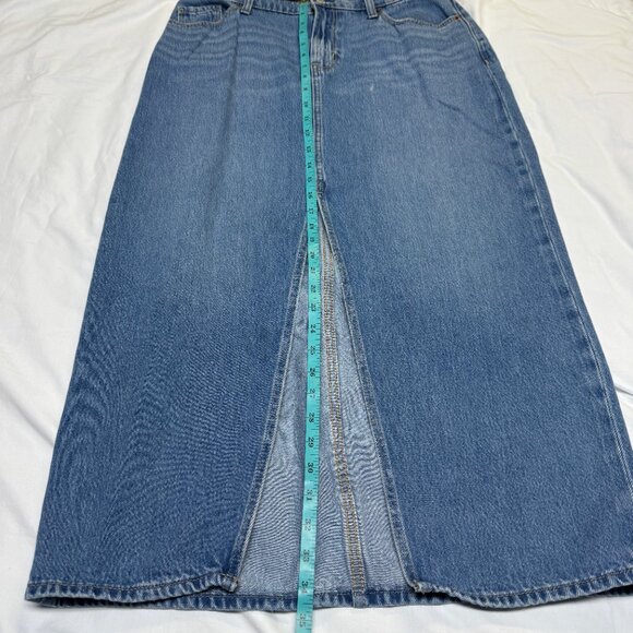 Old Navy Denim Midi Skirt Women’s 10 Blue Front Slit EUC - Picture 7 of 10